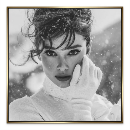 Timeless Hollywood glamour captured in grayscale canvas art
