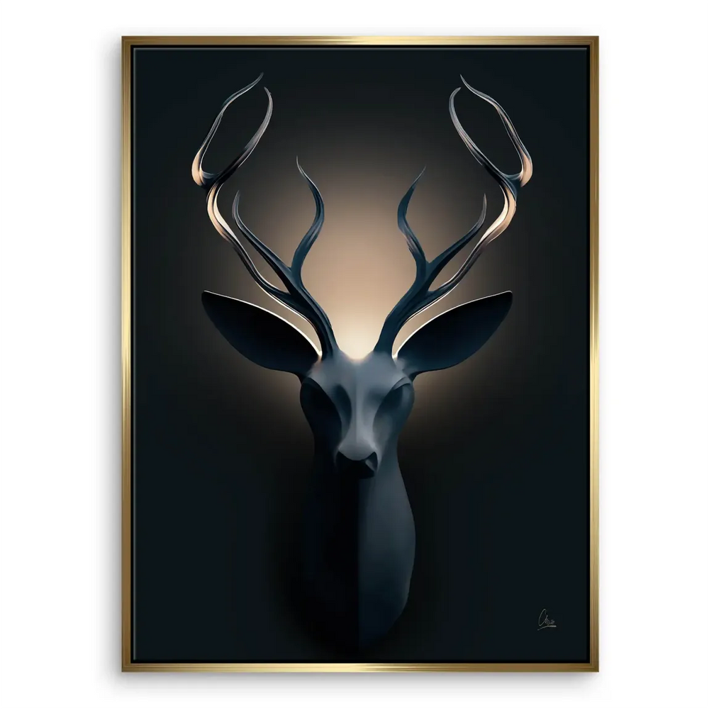Contemporary abstract deer wall art in charcoal and grey