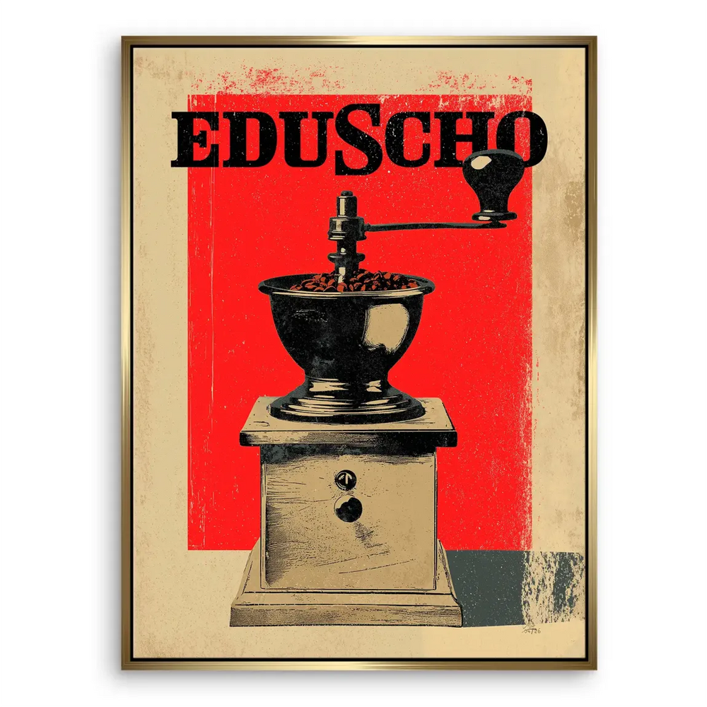 Eduscho coffee branding on a retro-inspired kitchen wall art canvas.