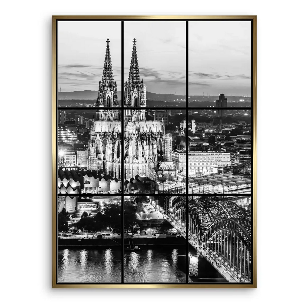 Cologne-night panorama designed for contemporary interiors.