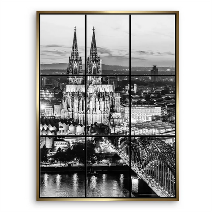 Cologne-night panorama designed for contemporary interiors.