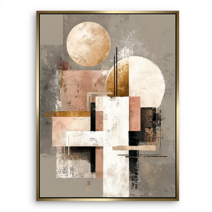 Minimalist abstract canvas print with circular and rectangular geometry