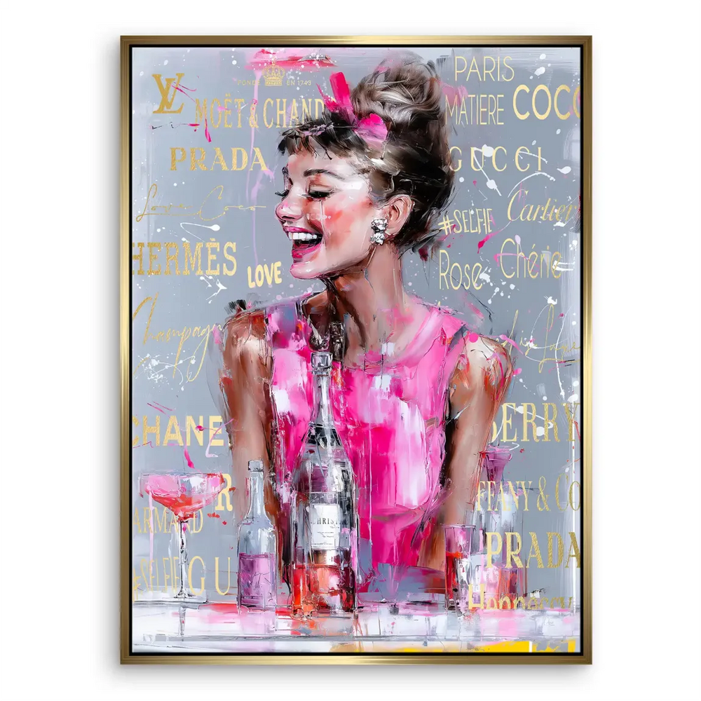 Vibrant, contemporary wall art blending Hollywood charm with high-fashion glamour for modern interiors.