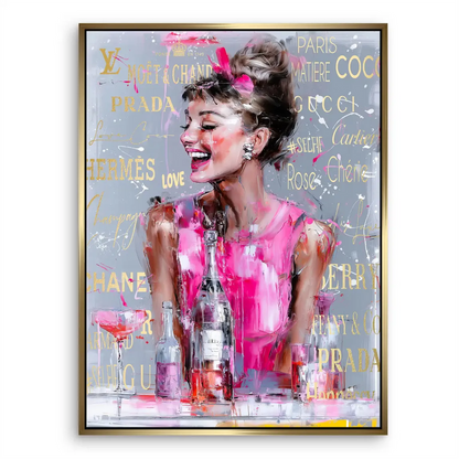 Vibrant, contemporary wall art blending Hollywood charm with high-fashion glamour for modern interiors.