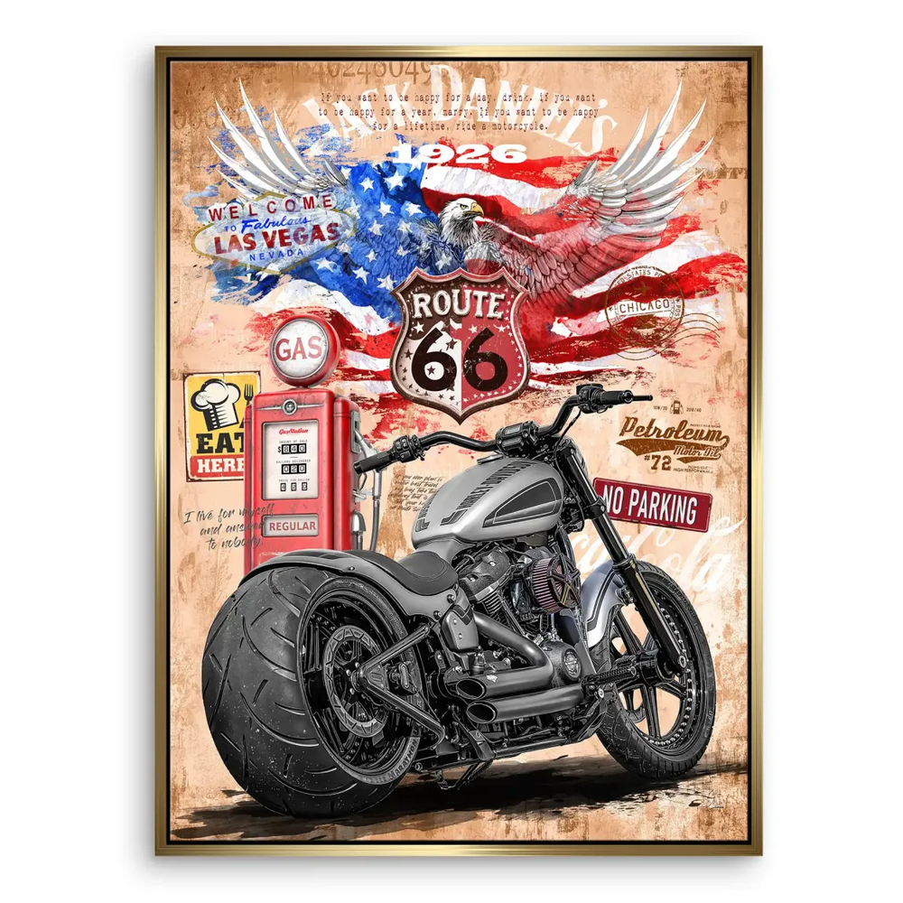 Harley Route 66 Canvas Print - Vintage Americana Wall Art - Image 5
