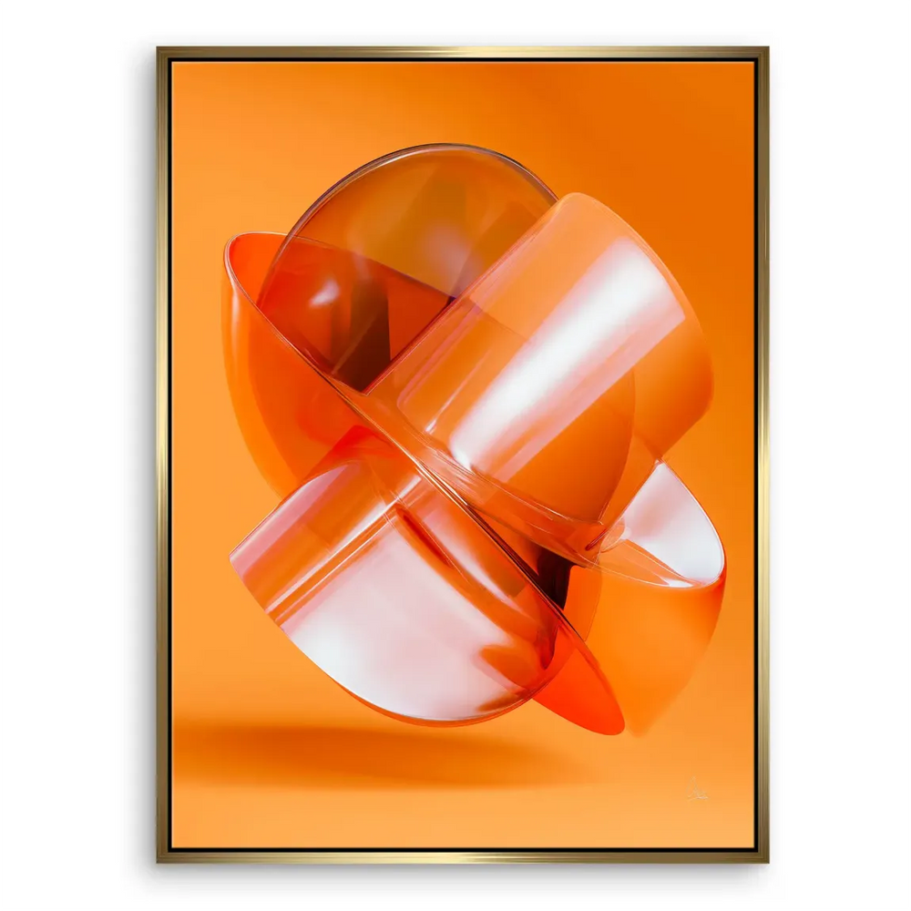 Minimalist yet bold orange abstract wall decor for mid-century modern interiors
