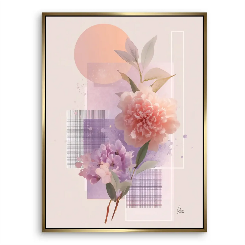 Pastel floral study with modern geometric elements in Soft Petal Harmony