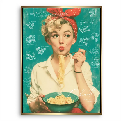 Marilyn Monroe Pasta Canvas – Retro Wall Art with Dolce Vita Vibe - Image 6