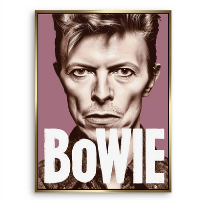 Canvas wall art of Bowie displayed in a contemporary living space.