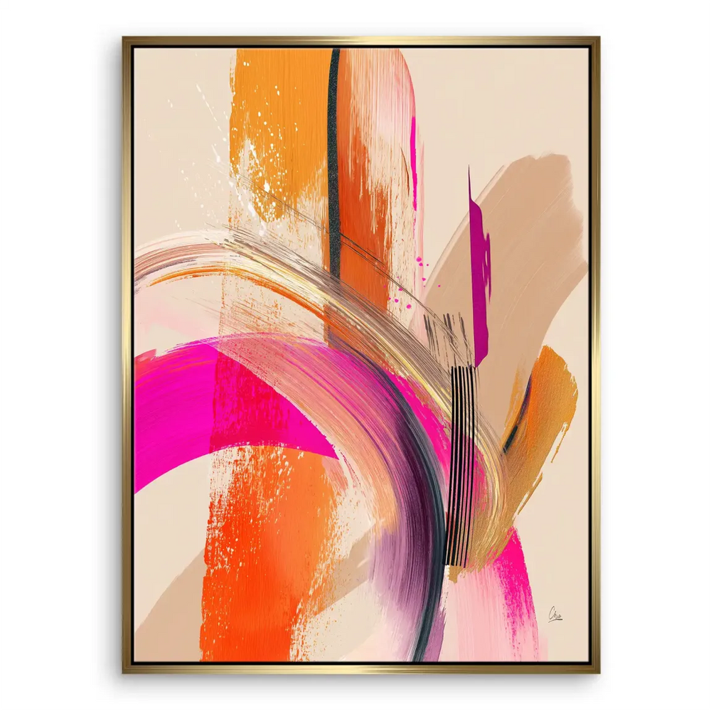 Beige background with metallic gold accents on contemporary abstract art