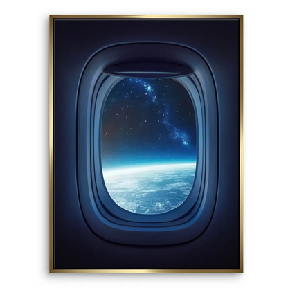 Earth horizon meets deep space on a blue canvas wall art