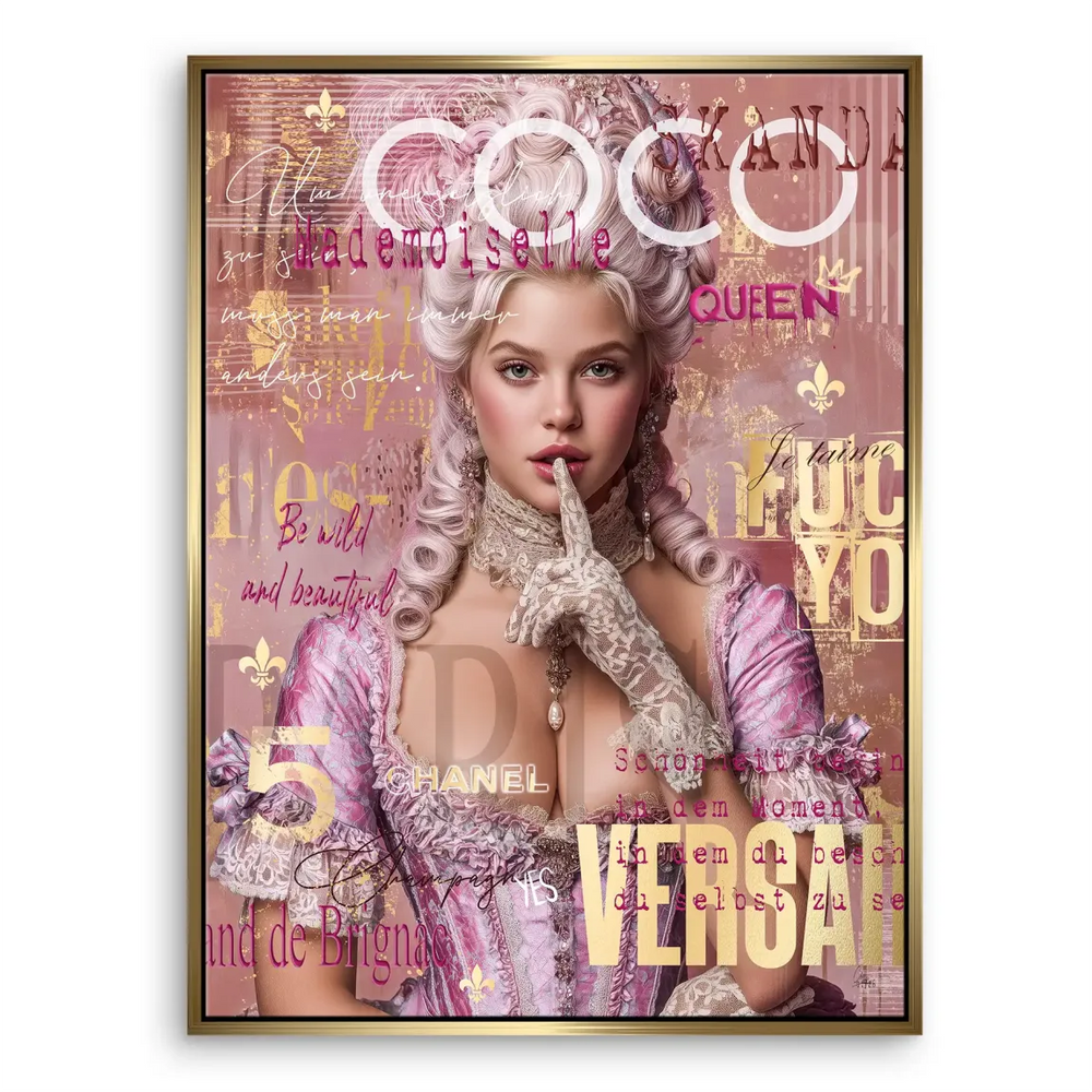 Luxurious contemporary wall art blending Rococo history with modern fashion