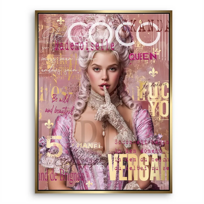 Luxurious contemporary wall art blending Rococo history with modern fashion