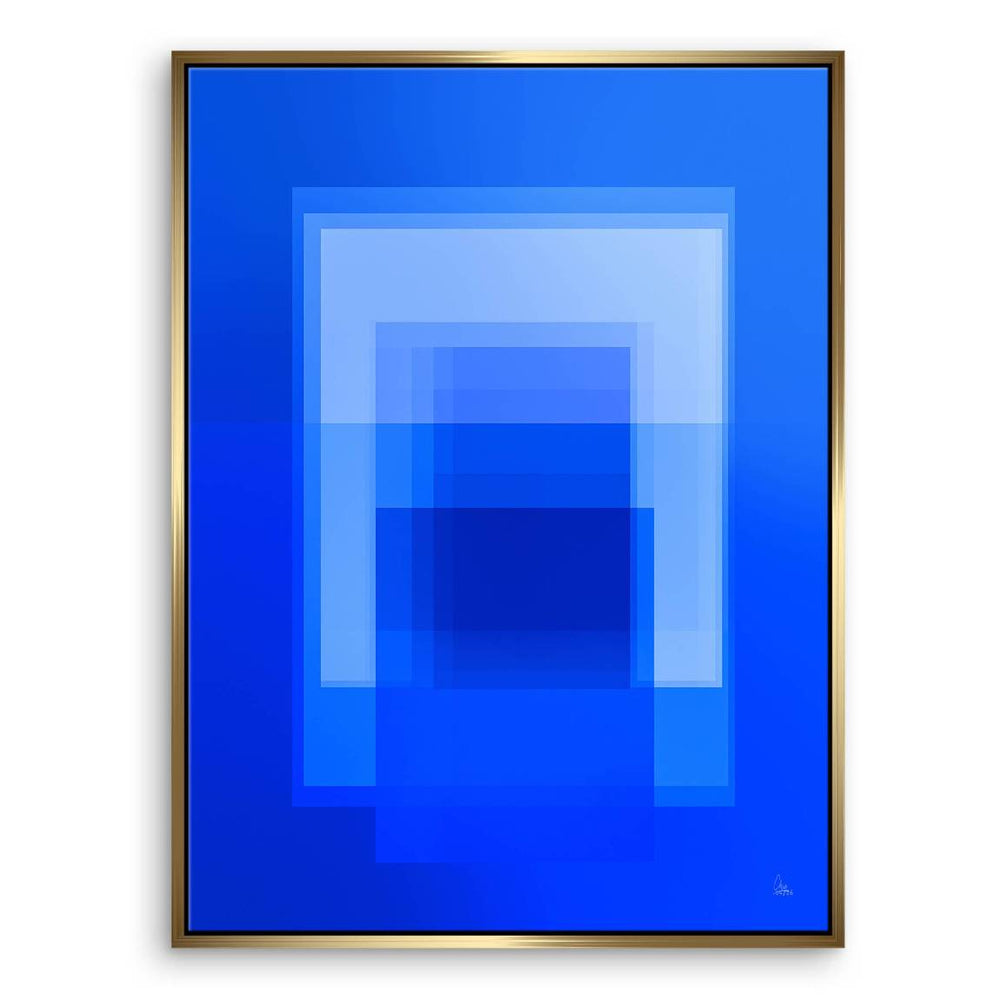 Contemporary blue geometric canvas print for living spaces