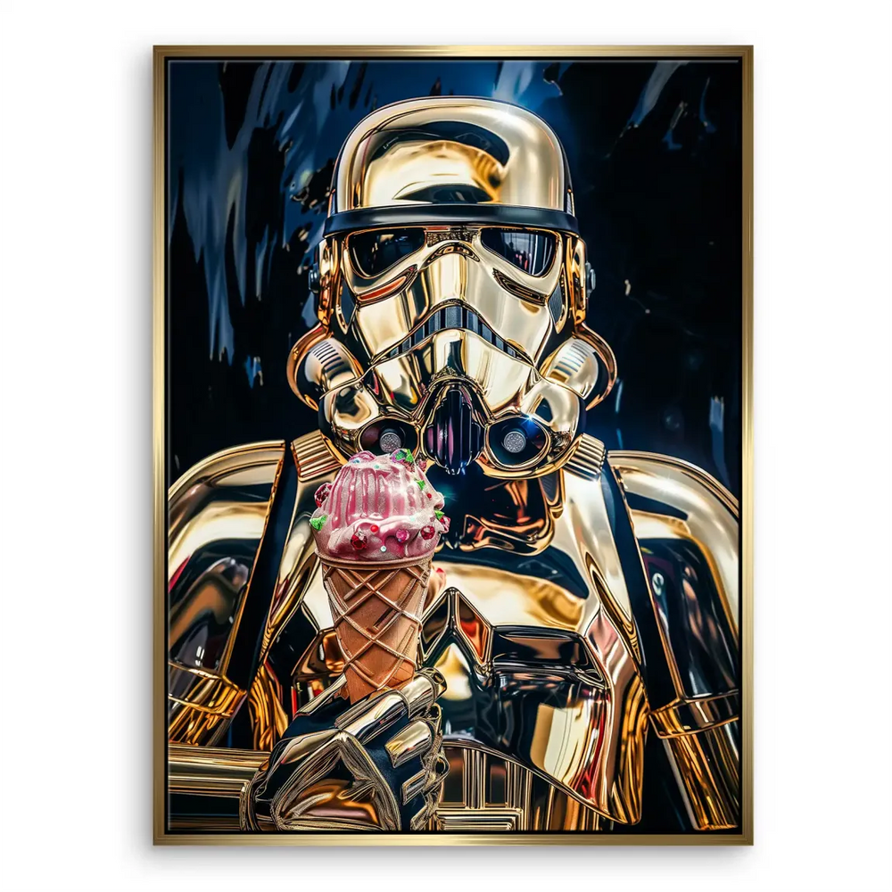 Contemporary canvas wall art blending sci-fi iconography and dessert motif
