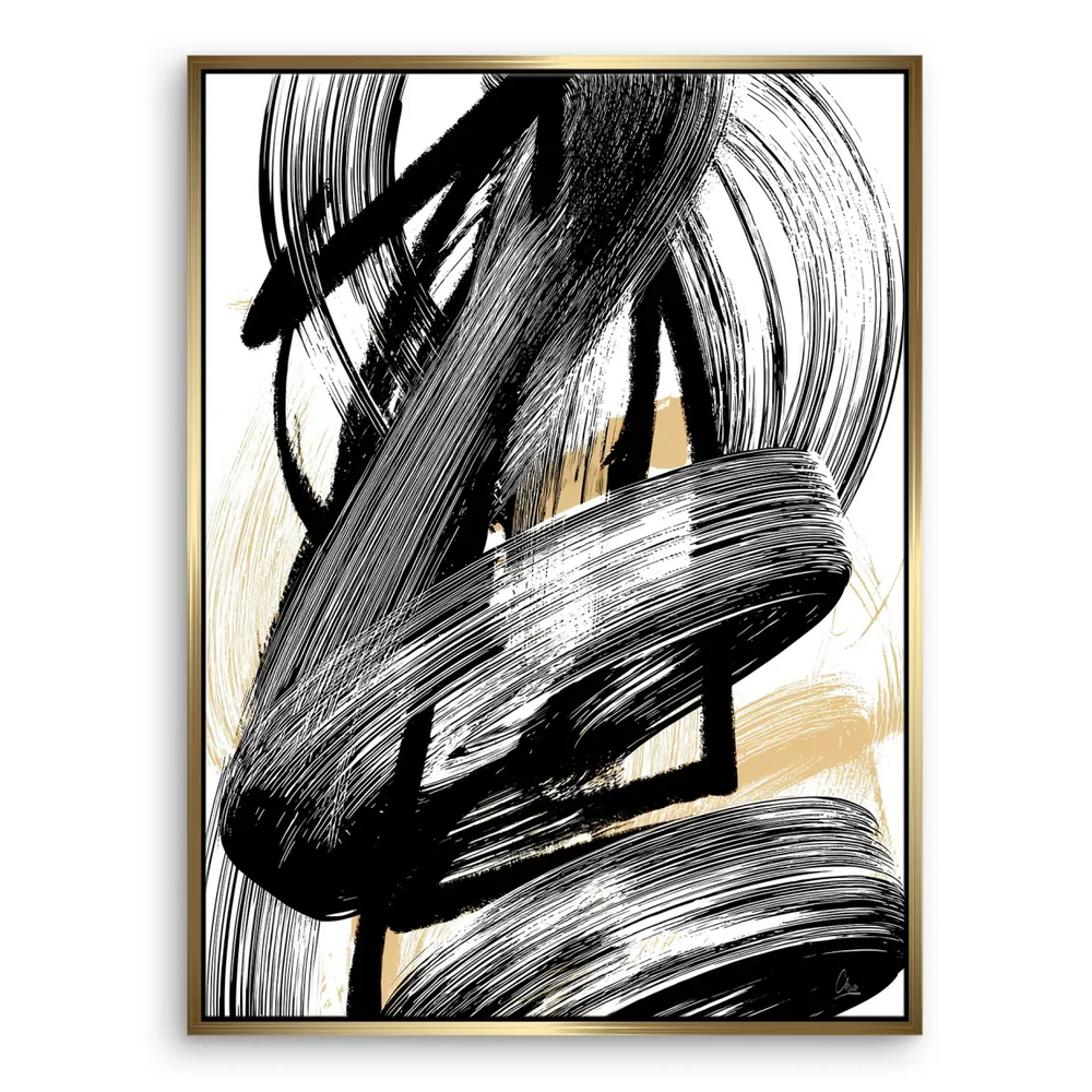 Modern abstract expressionist style with calligraphic influence