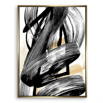 Modern abstract expressionist style with calligraphic influence