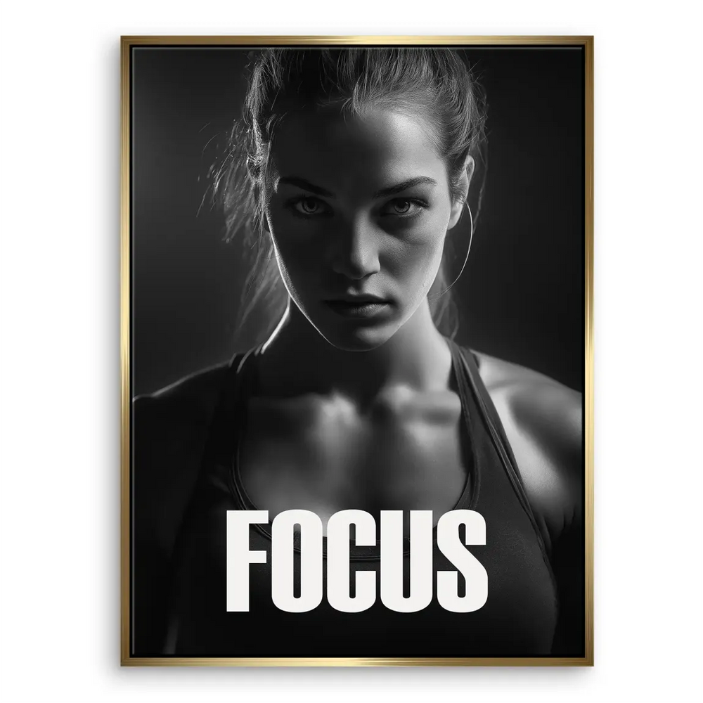 Motivational sports art with the word FOCUS across the athlete's chest.