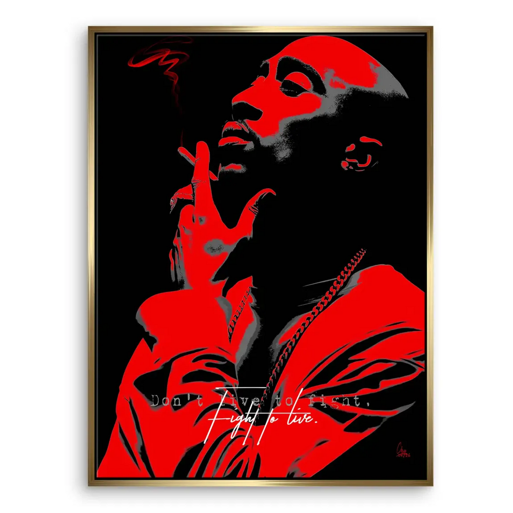 Tupac Shakur wall art featuring contemplative gaze and street vibe