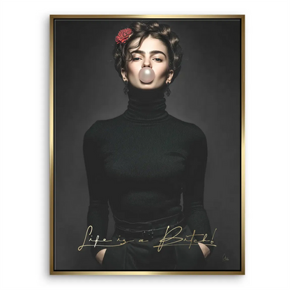 Loft-style room with Frida Kahlo rebel canvas art as a statement piece