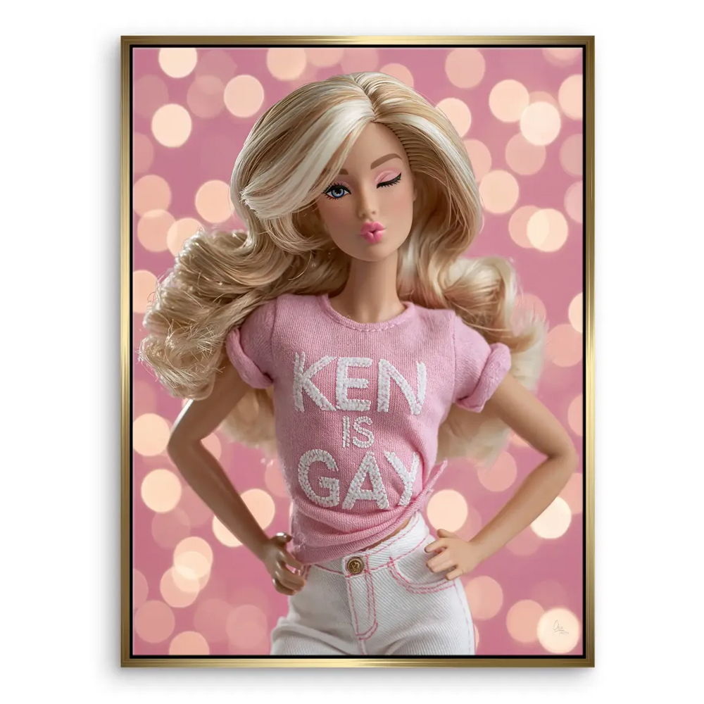 Barbie Ken is Gay Canvas Art - Bold Pink Pop Art Wall Decor - Image 5