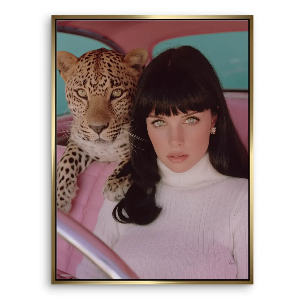 Leopard Diva Leinwand Bild Detaillierte Leinwandtextur