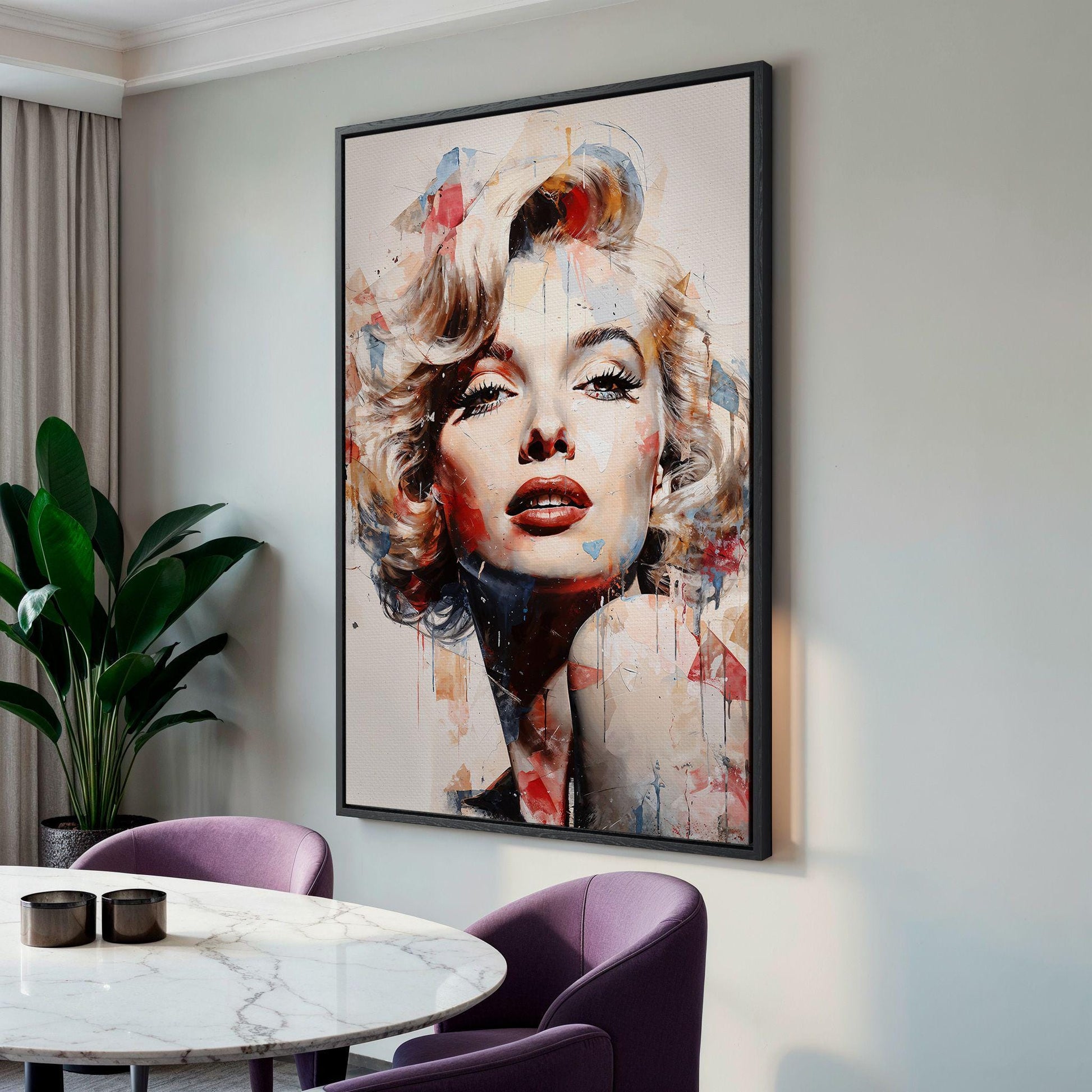 Dynamic splashes of red and blue on a textured canvas backdrop