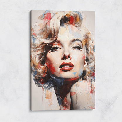 Vivid palette of reds, blues, and warm skin tones in chic wall art canvas