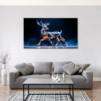 Dynamic crystal deer canvas artwork ideal for living rooms or offices