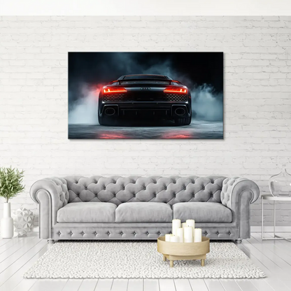 Side-angle shot emphasizing the car's aggressive lines and reflective surfaces.