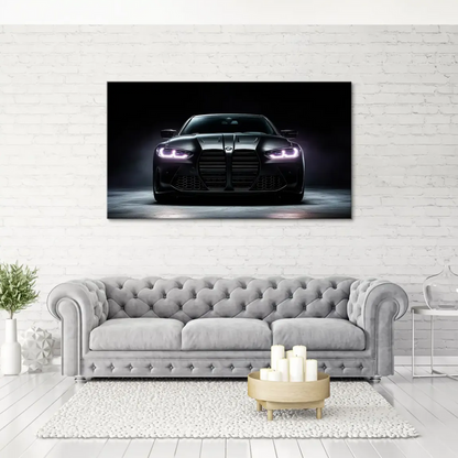 Symmetrical low-angle automotive art featuring a luxurious BMW M4