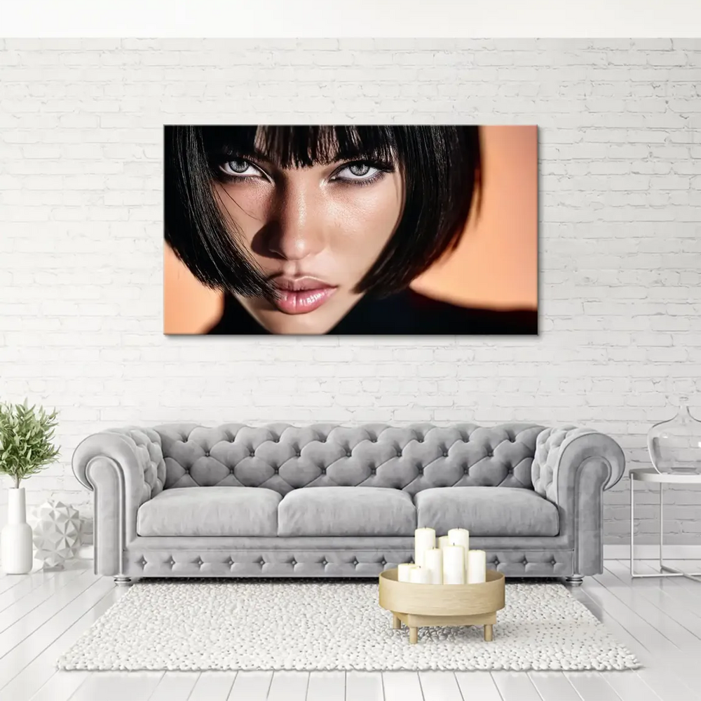 Bold canvas wall art featuring a contemporary female portrait