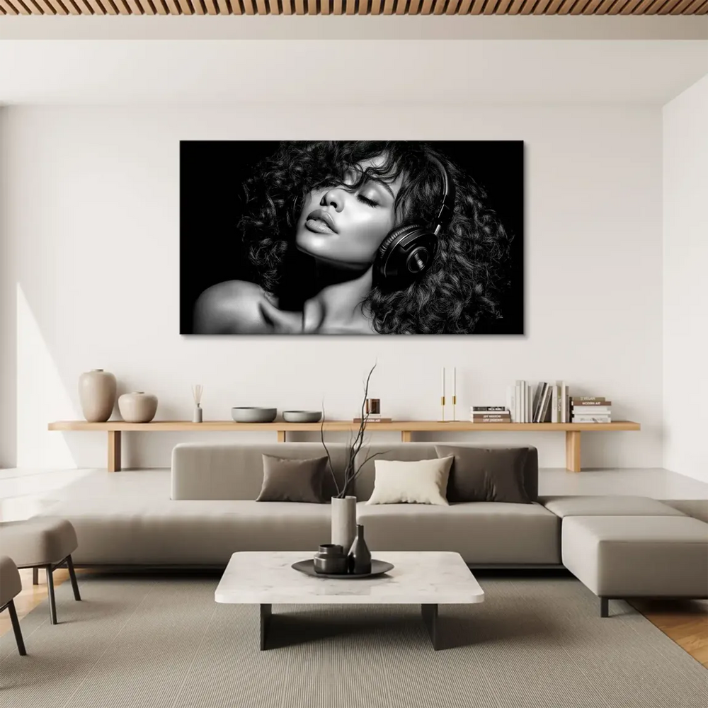 Decorative canvas print suited for music spaces and contemporary interiors.