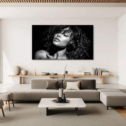 Decorative canvas print suited for music spaces and contemporary interiors.