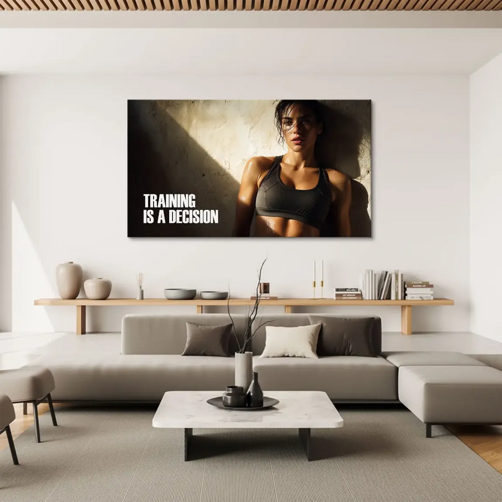 Minimalist fitness wall decor suitable for home gyms and modern interiors
