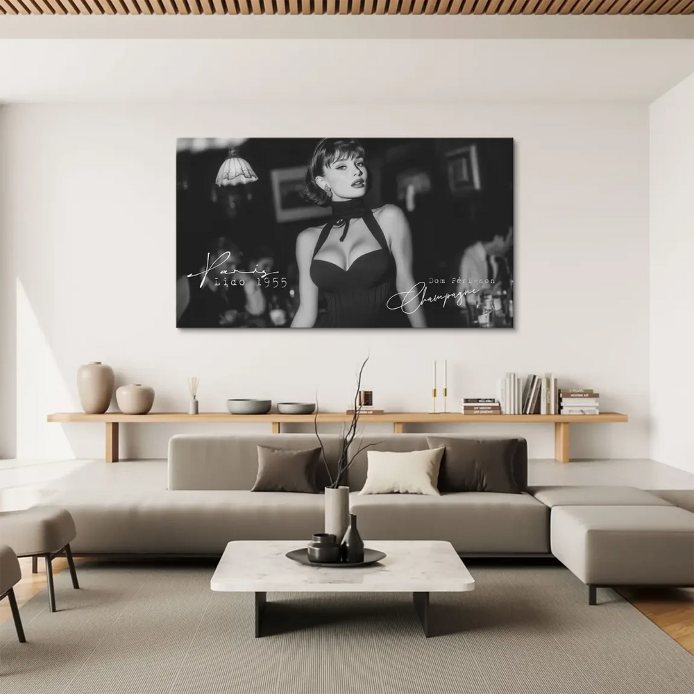 Paris Lido cabaret reference and vintage champagne vibe in wall art