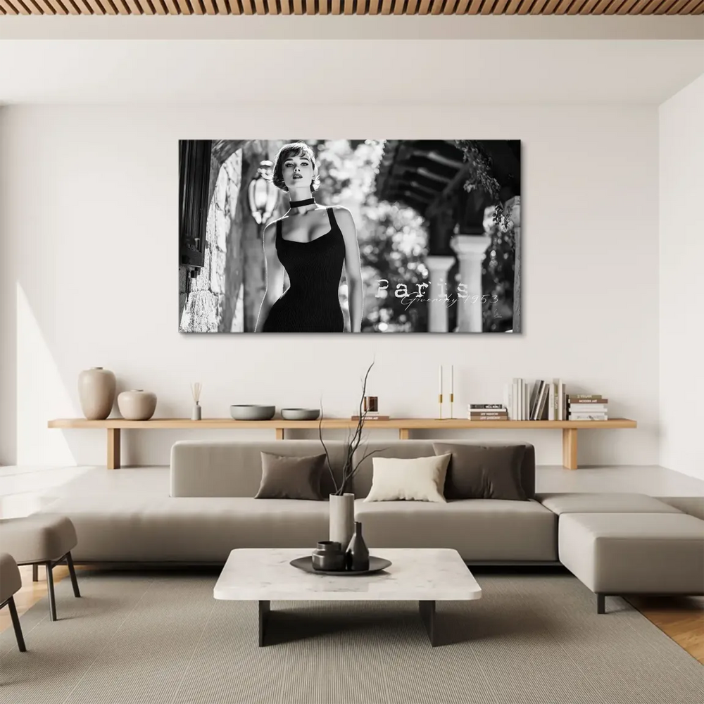 Audrey Hepburn-inspired wall art with Paris fashion vibe