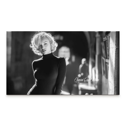Black and white Marilyn Monroe-inspired Capri canvas portrait with soft backlighting