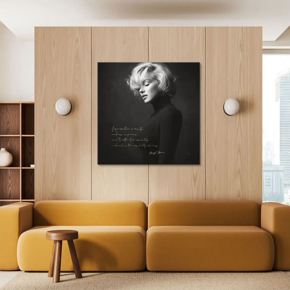 Iconic Marilyn Monroe wall art featuring a thoughtful profile