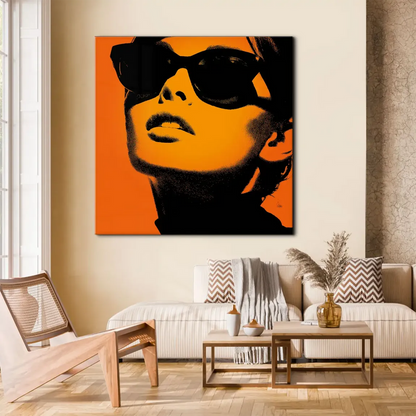 Contemporary canvas art with 1960s style glamour suitable for modern interiors.
