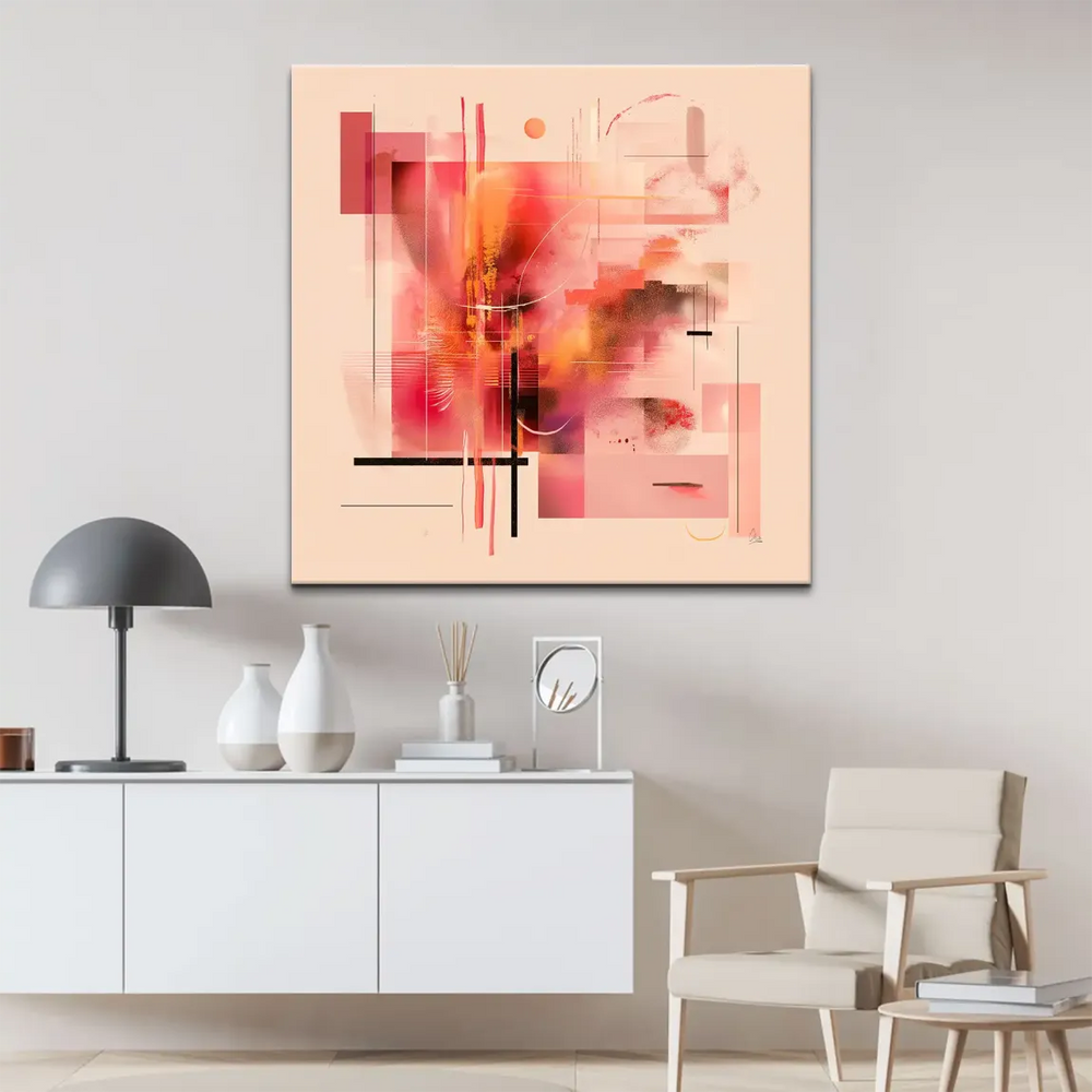 Contemporary canvas art with organic brushstrokes and radiant color for modern interiors.