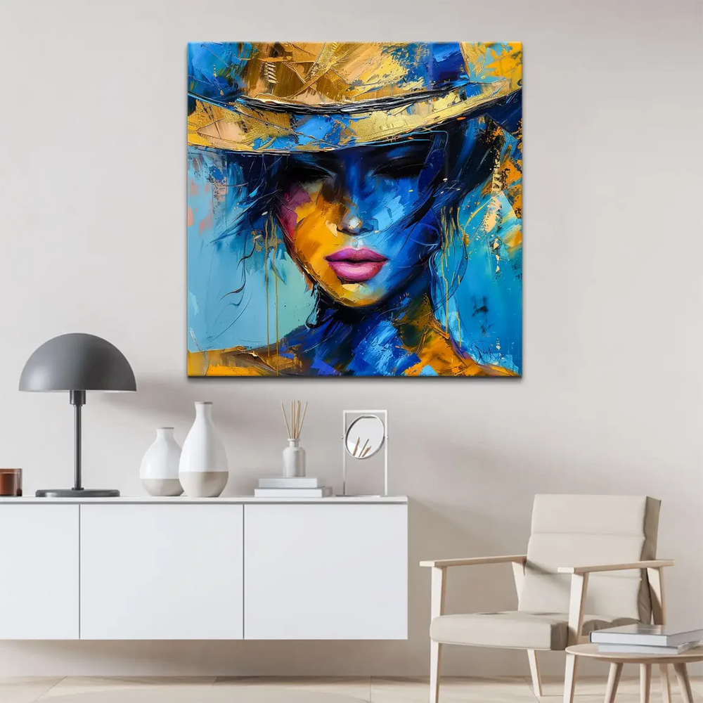 Elegant female portrait with closed eyes and fuchsia lips in a modern style