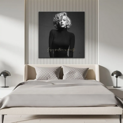 Iconic Marilyn Monroe wall art featuring a ribbed turtleneck in monochrome