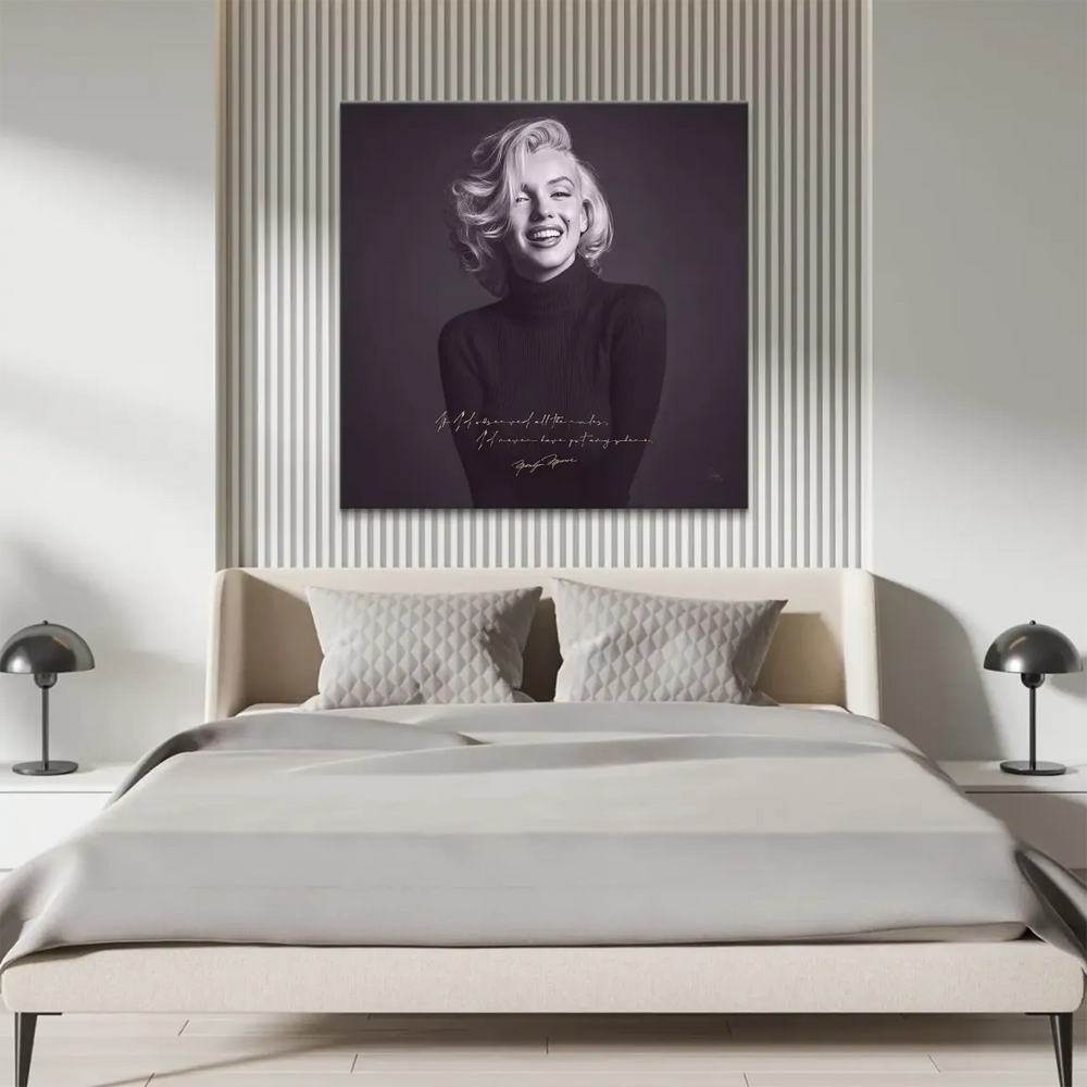 Classic Marilyn Monroe canvas print with radiant smile