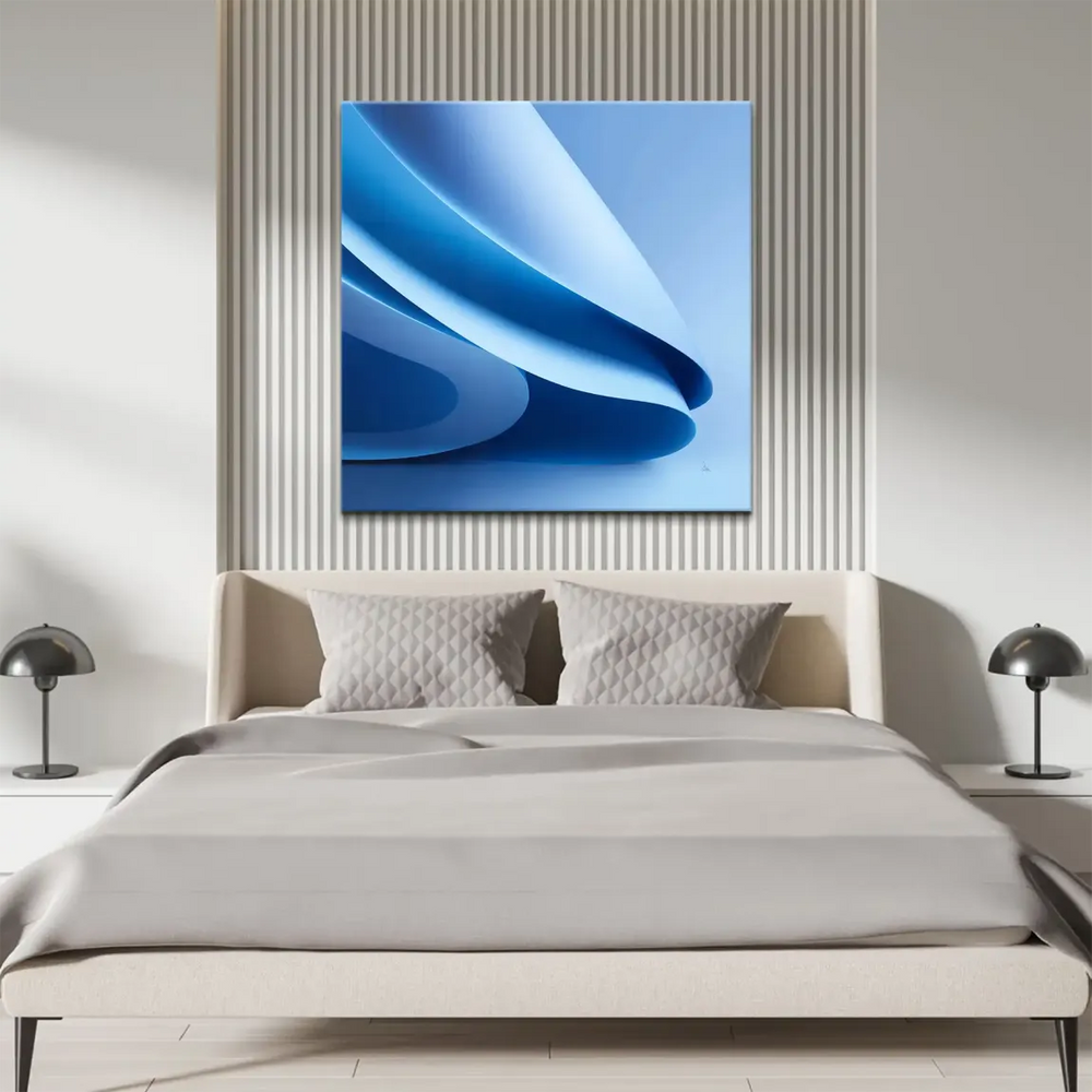 Minimalist modern wall art featuring undulating shapes and soft highlights.