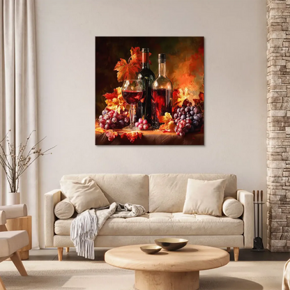 Impressionistic wine wall art suitable for dining rooms and wine cellars