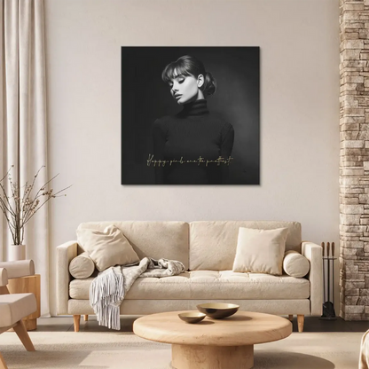 Gold-script quote over a timeless Hollywood glamour canvas print