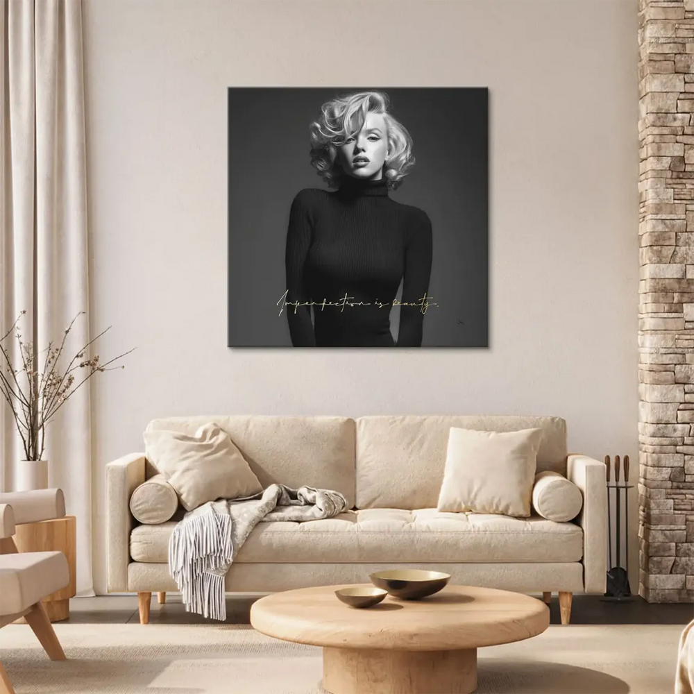 Hollywood glamour canvas art with gold script overlay