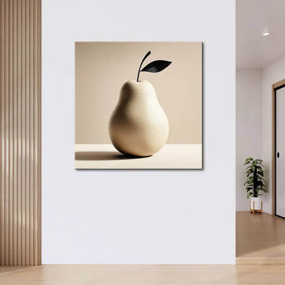 Contemporary wall art featuring a stylized pear against a calm light backdrop.