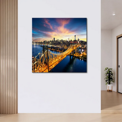 Contemporary cityscape wall art ideal for living room or office